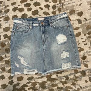 Dear John Distressed Denim Skirt